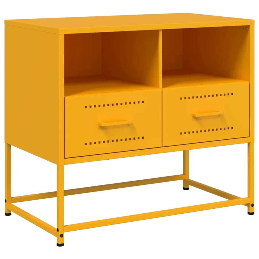 Meuble TV jaune moutarde 68x39x60,5 cm acier - 2