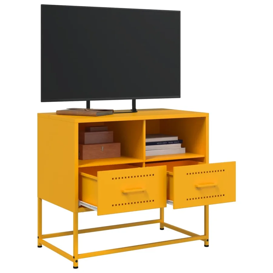 Meuble TV jaune moutarde 68x39x60,5 cm acier - 4
