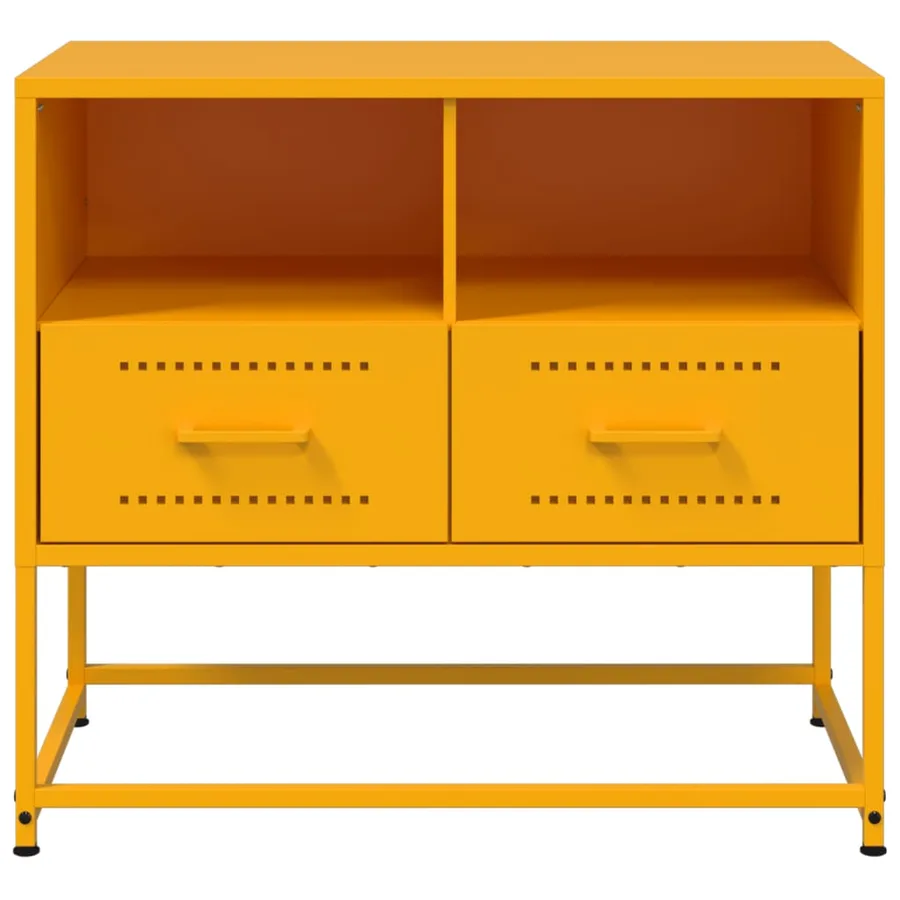 Meuble TV jaune moutarde 68x39x60,5 cm acier - 6