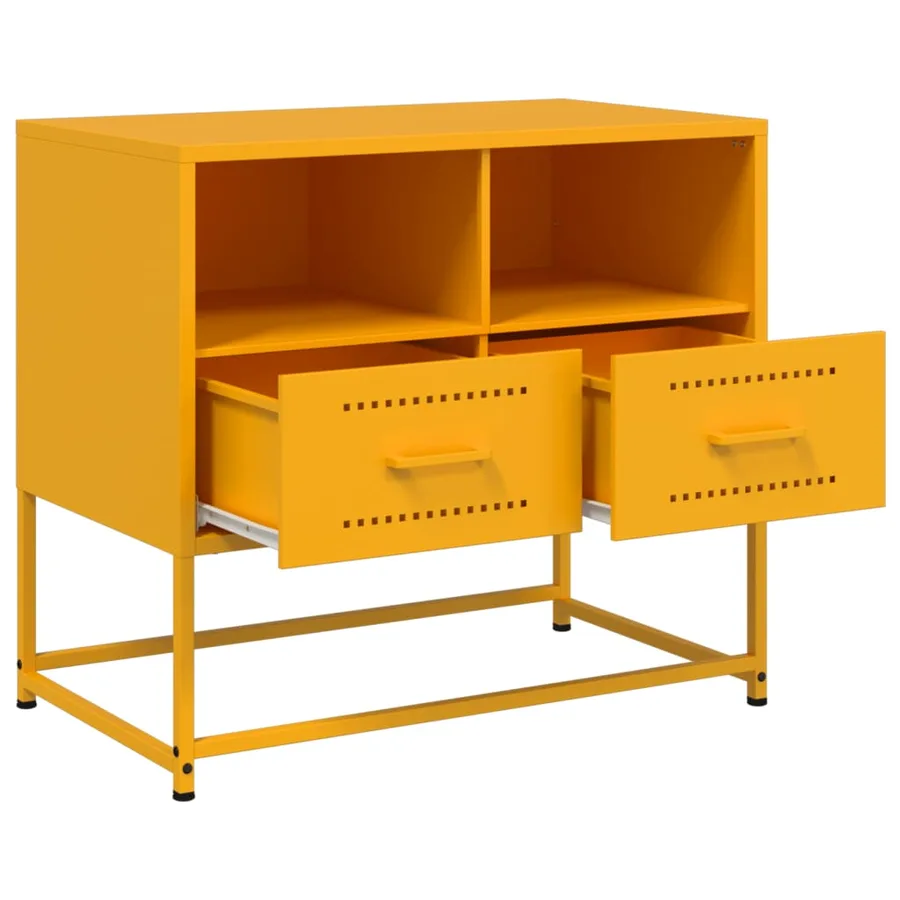 Meuble TV jaune moutarde 68x39x60,5 cm acier - 9