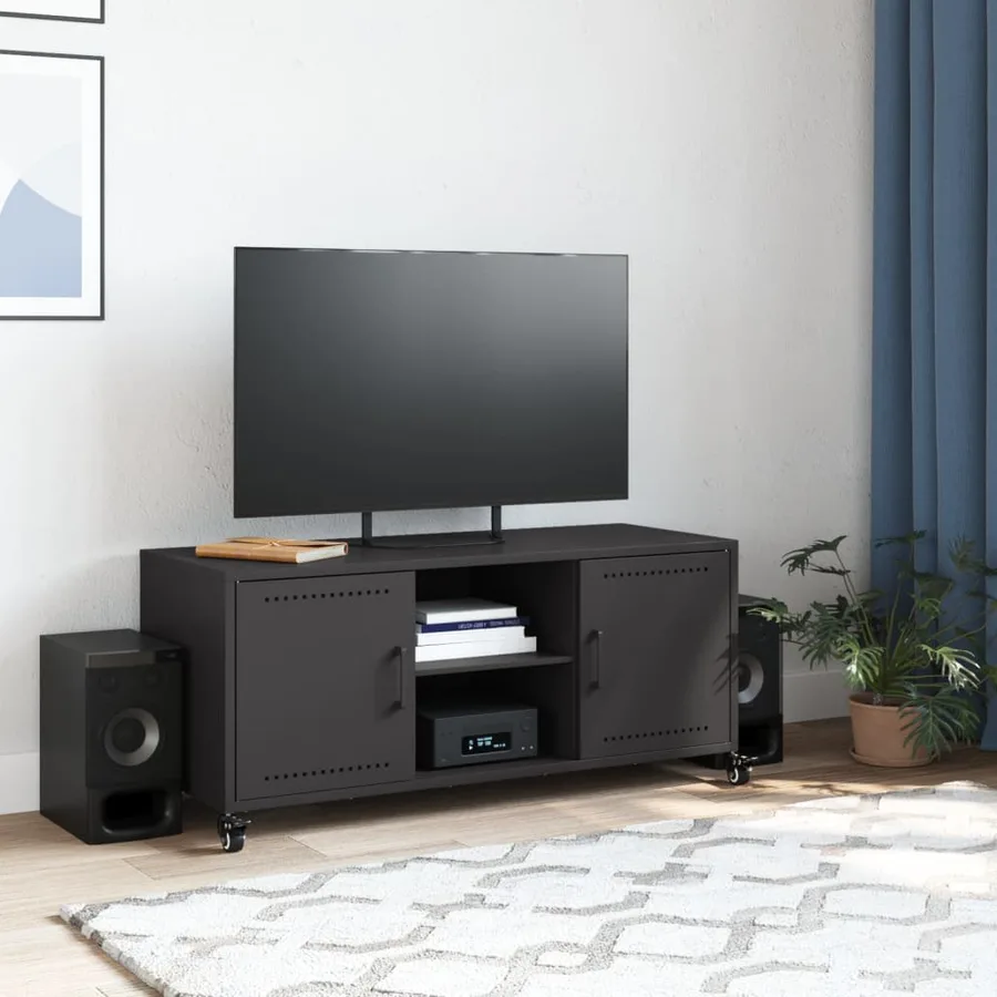 Meuble TV noir 100,5x39x43,5 cm acier - 3