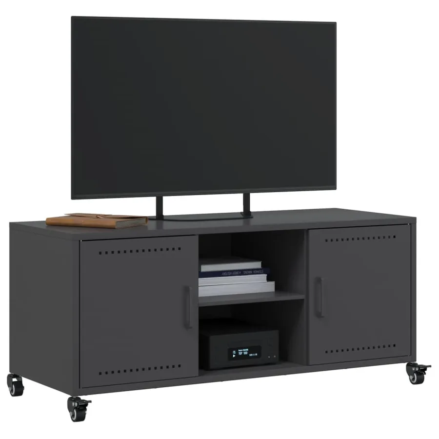 Meuble TV noir 100,5x39x43,5 cm acier - 4
