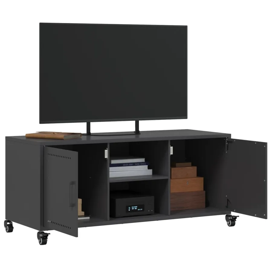 Meuble TV noir 100,5x39x43,5 cm acier - 5