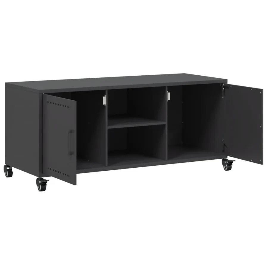 Meuble TV noir 100,5x39x43,5 cm acier - 9