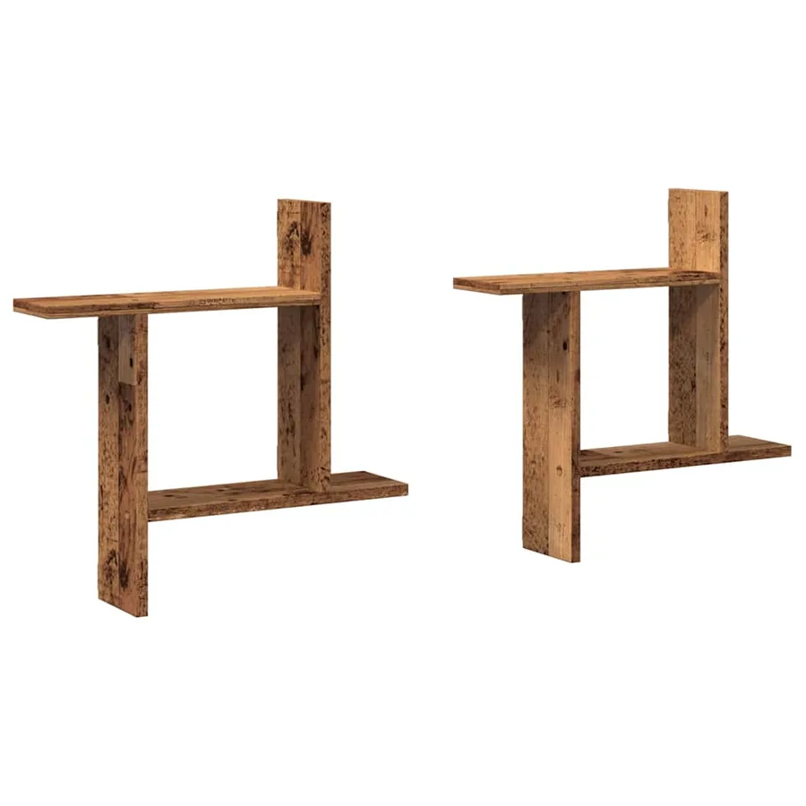 Étagères murales 2 pcs vieux bois 50x12x50 cm bois d'ingénierie - 2