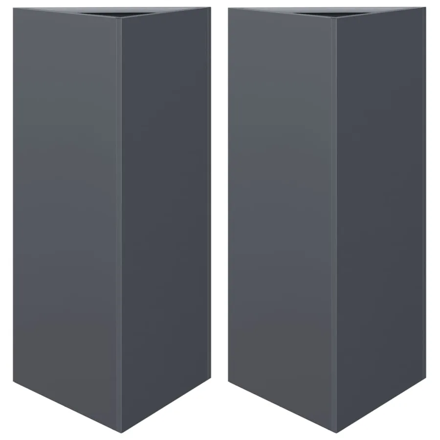 Jardinières 2 pcs anthracite triangulaire 40x34,5x75 cm acier - 2