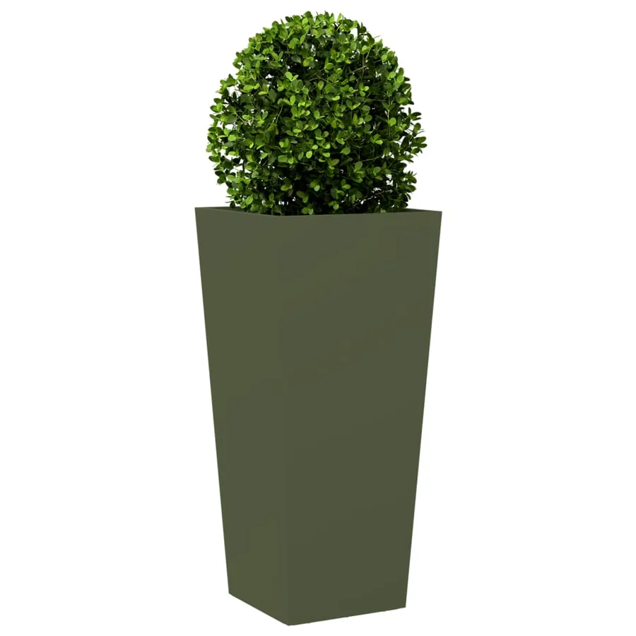 Jardinière vert olive 35x35x75 cm acier - 3