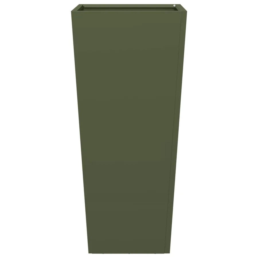 Jardinière vert olive 35x35x75 cm acier - 4