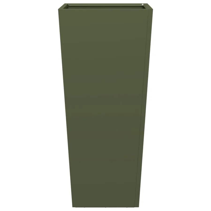 Jardinière vert olive 35x35x75 cm acier - 5