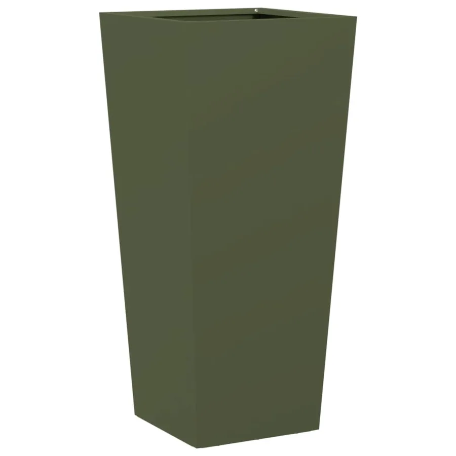 Jardinière vert olive 35x35x75 cm acier - 6