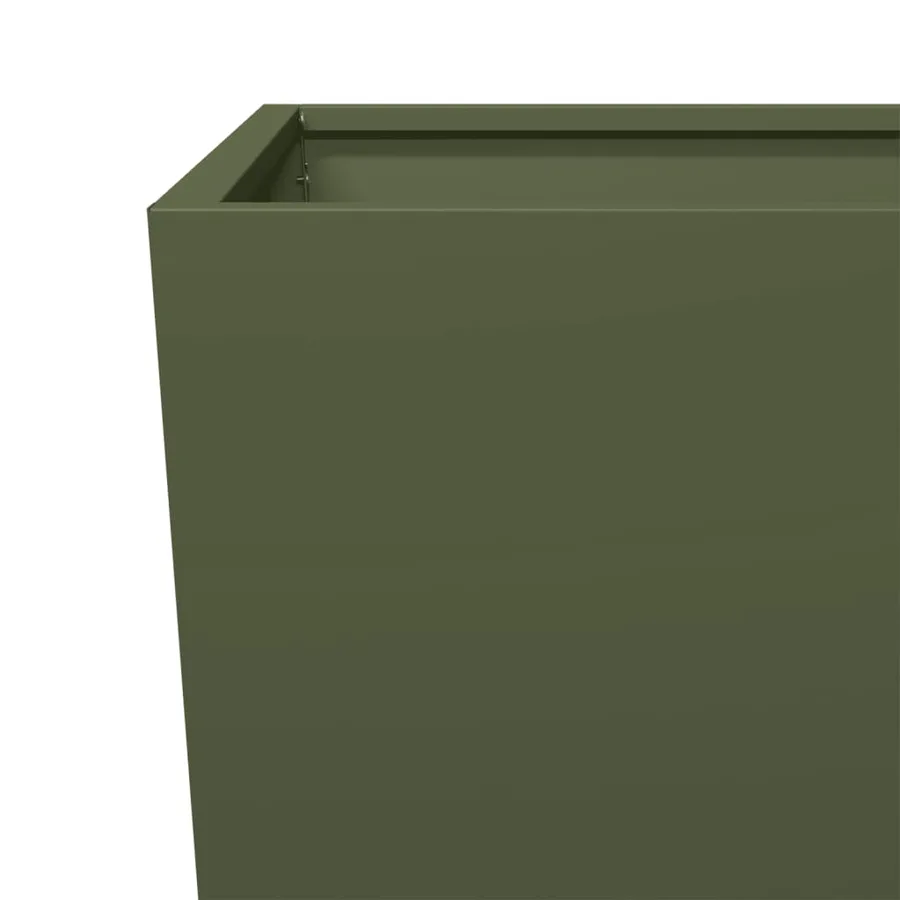 Jardinière vert olive 35x35x75 cm acier - 7