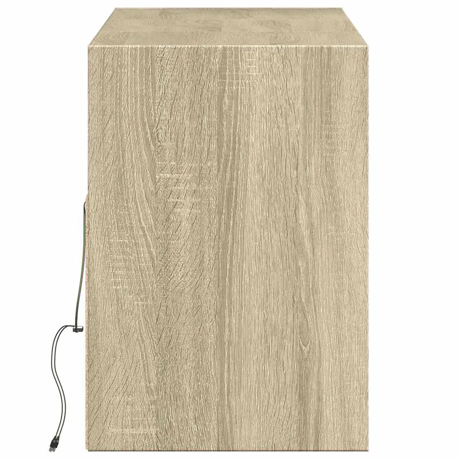 Meuble TV mural avec lumières LED chêne sonoma 130x31x45 cm - 7