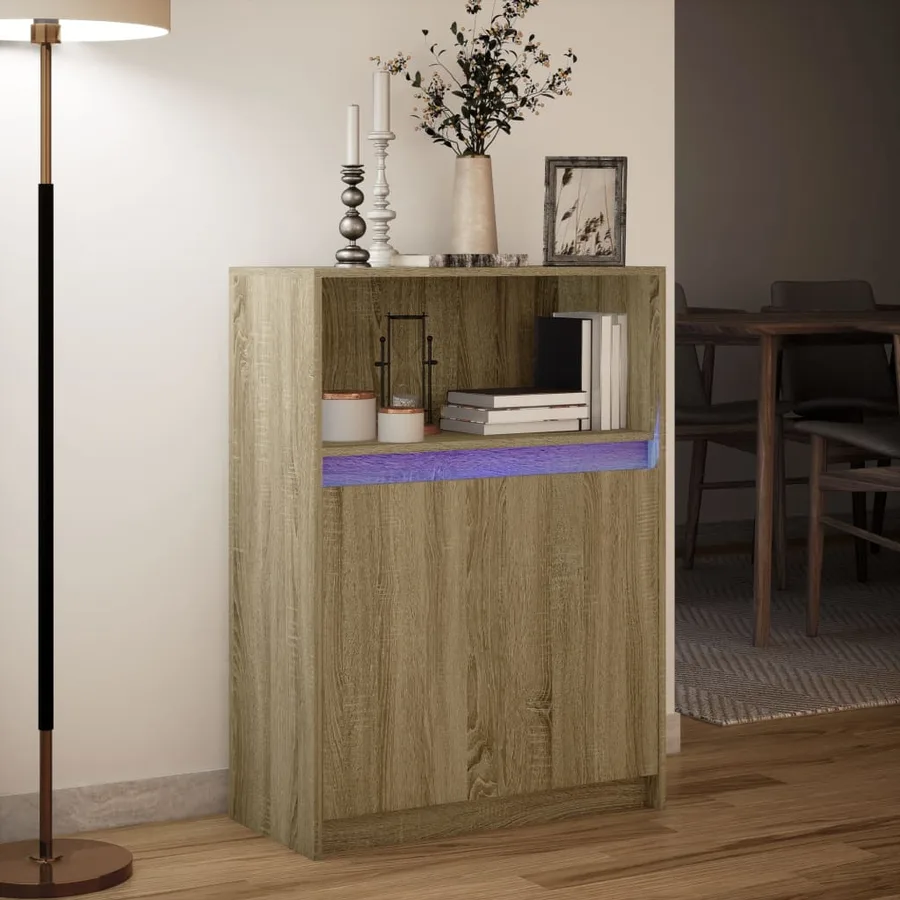 Buffet avec LED chêne sonoma 72x34x100 cm bois d'ingénierie - 5