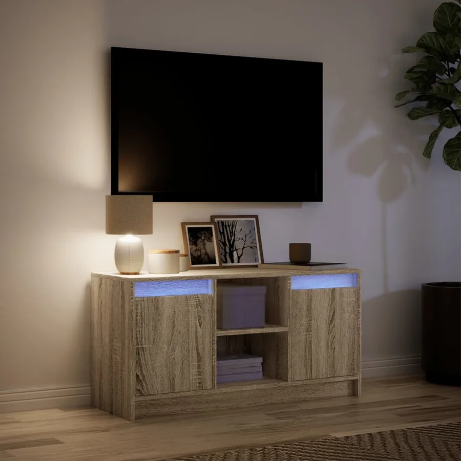 Meuble TV avec LED chêne sonoma 100x34x50 cm bois d'ingénierie - 5
