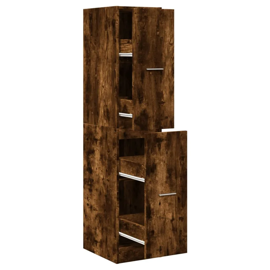 Armoire d'apothicaire chêne fumé 30x41x144,5 cm bois ingénierie - 2