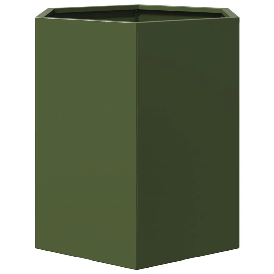Jardinières 2 pcs vert olive hexagone 46x40x45 cm acier - 8