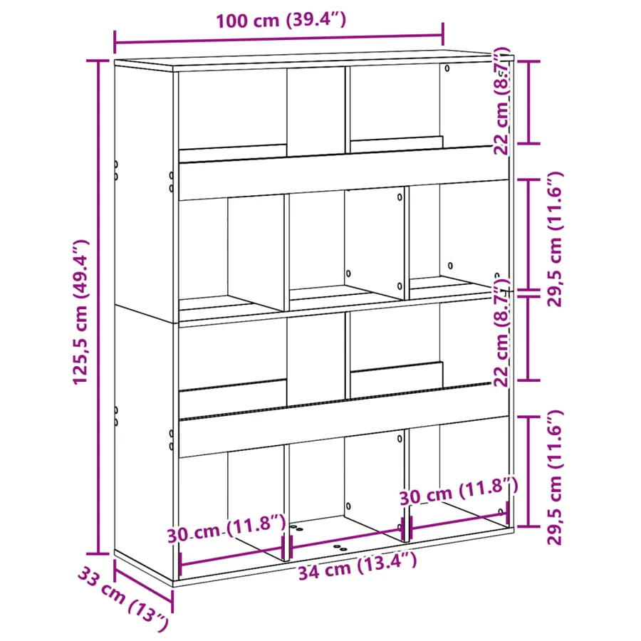 Bibliothèque blanc 100x33x125,5 cm bois d'ingénierie - 9