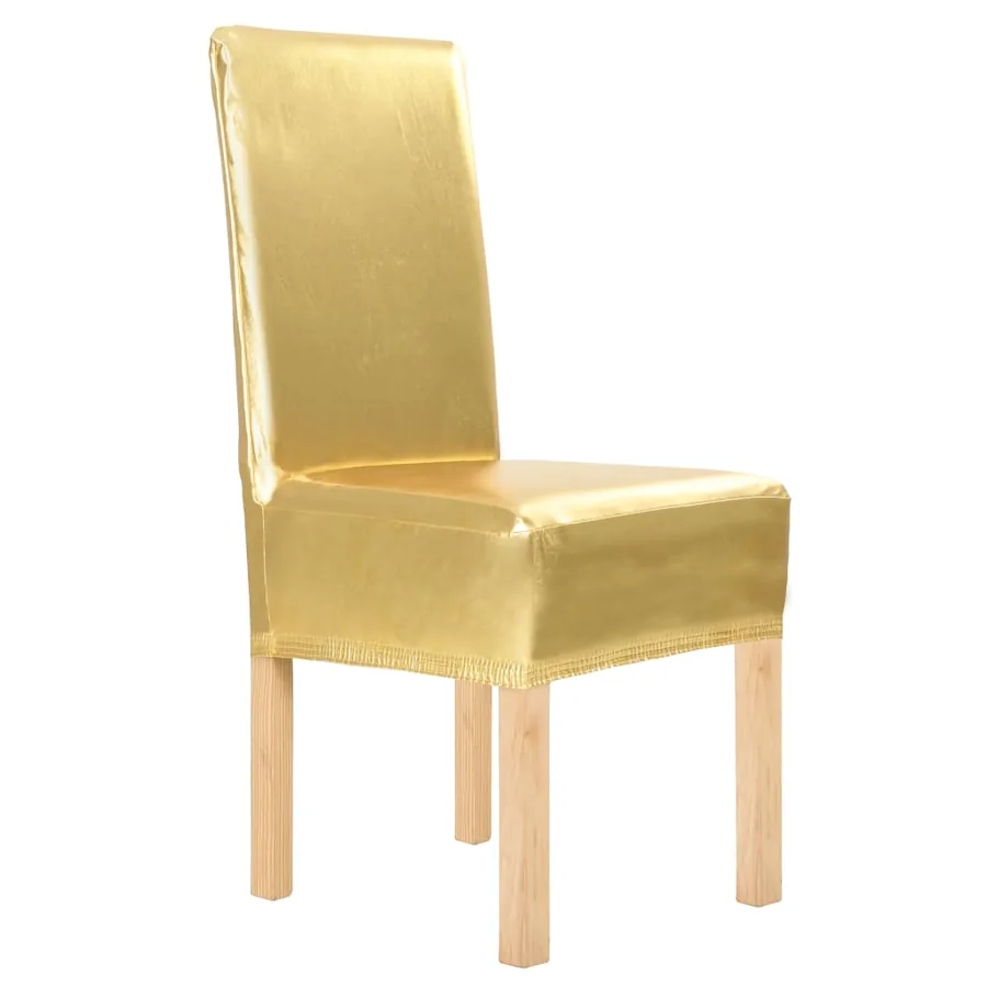 Housses extensibles de chaise droite 6 pcs Doré