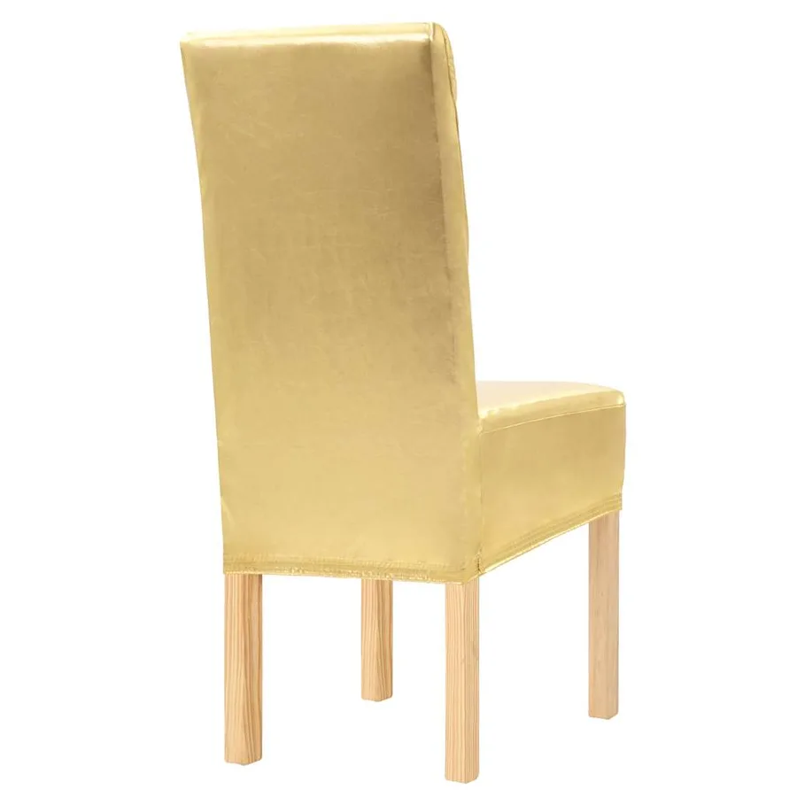Housses extensibles de chaise droite 6 pcs Doré - 2