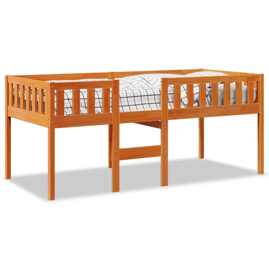 Lit pour enfants sans matelas cire marron 90x200 cm pin massif - 2