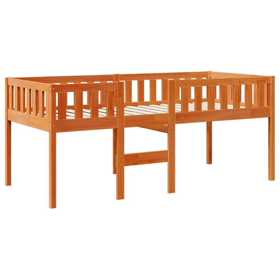Lit pour enfants sans matelas cire marron 90x200 cm pin massif - 3