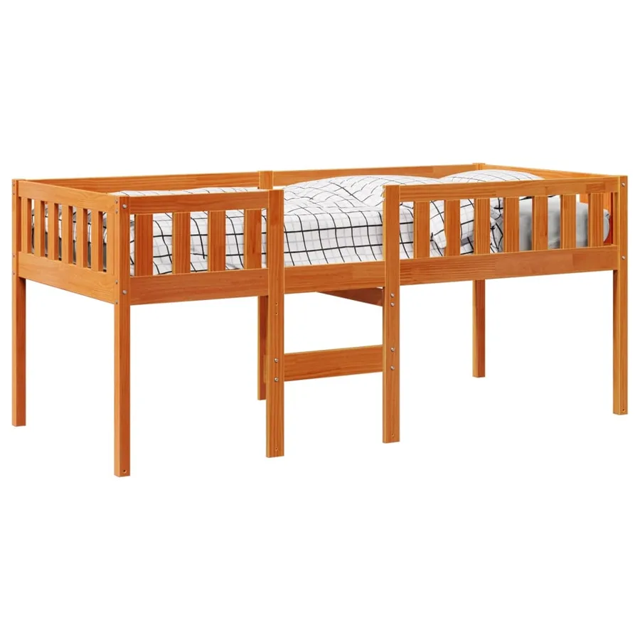 Lit pour enfants sans matelas cire marron 90x200 cm pin massif - 4