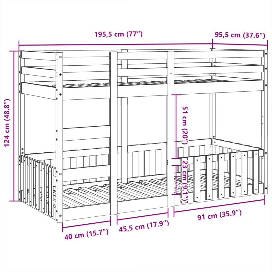 Lit superposé 90x190 cm Bois de pin massif - 10