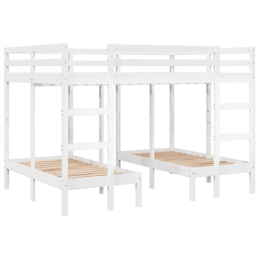 Lit superposé triple blanc 140x200/70x140 cm bois de pin massif - 2