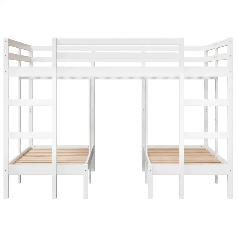 Lit superposé triple blanc 140x200/70x140 cm bois de pin massif - 5