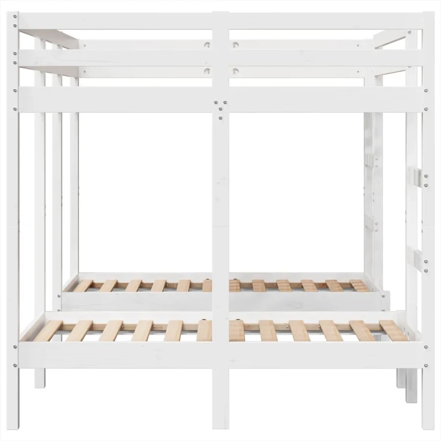 Lit superposé triple blanc 140x200/70x140 cm bois de pin massif - 6