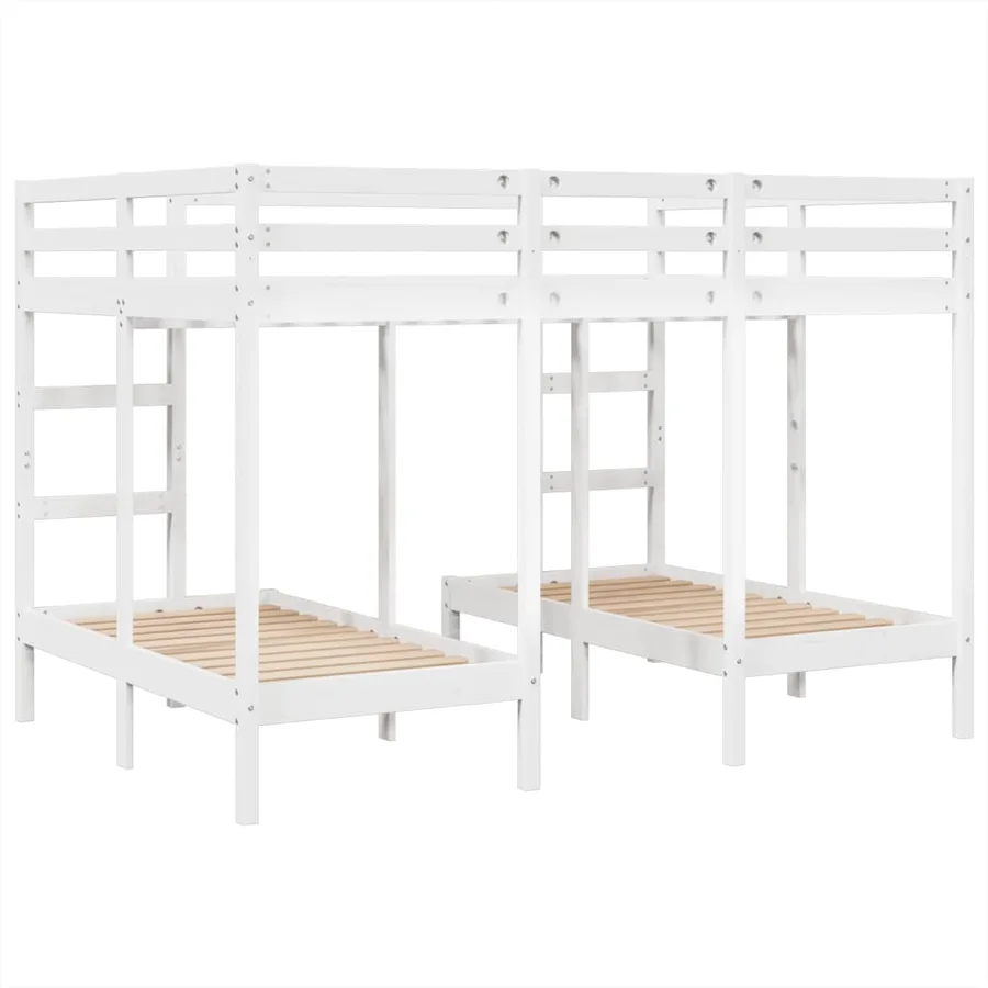 Lit superposé triple blanc 140x200/70x140 cm bois de pin massif - 7