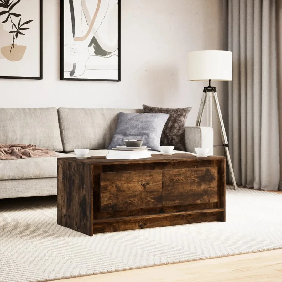Table basse avec lumières LED chêne fumé ois d'ingénierie - 5