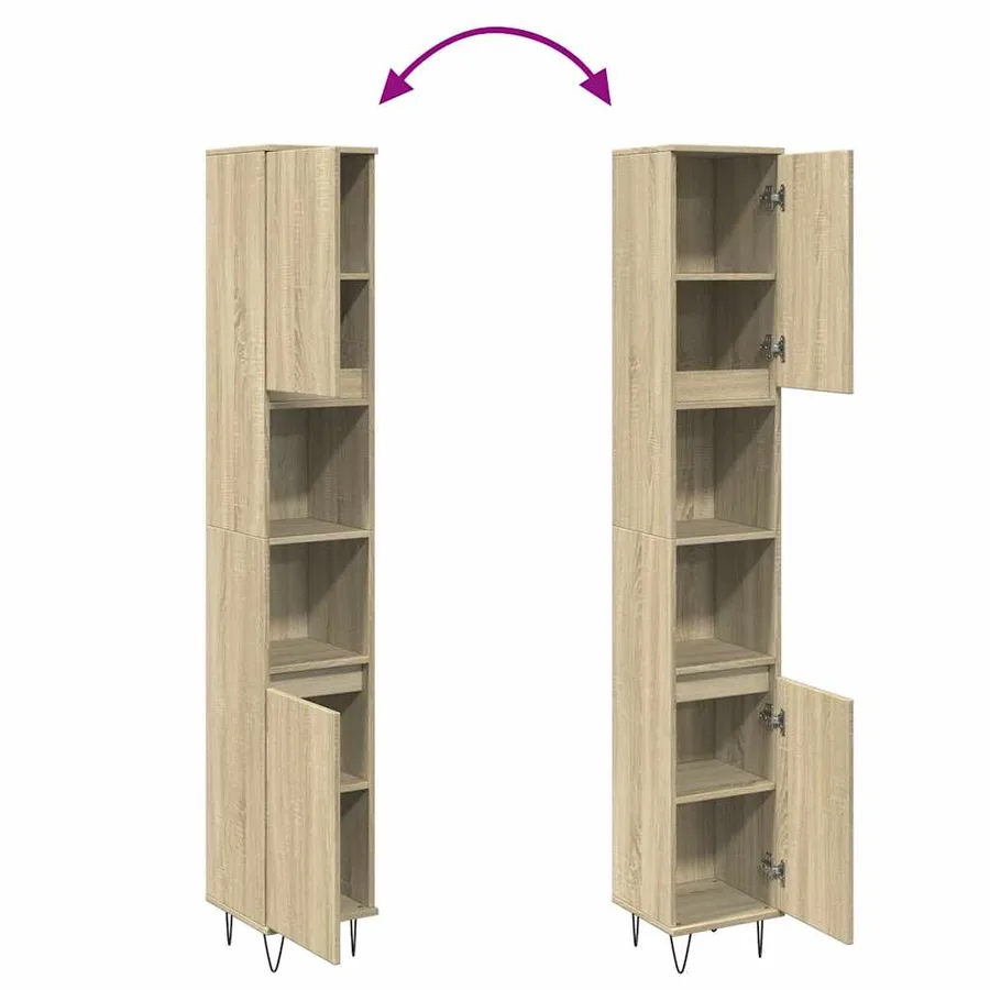 Armoire salle de bain chêne sonoma 30x30x190 cm - 7