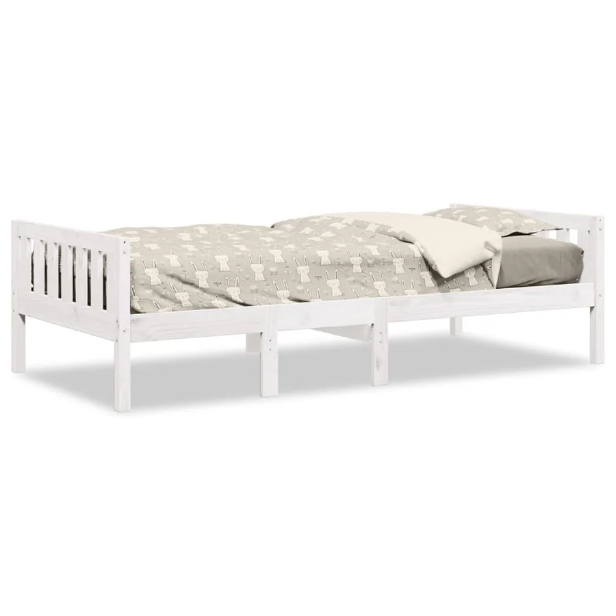 Lit pour enfants sans matelas blanc 75x190cm bois de pin massif - 2
