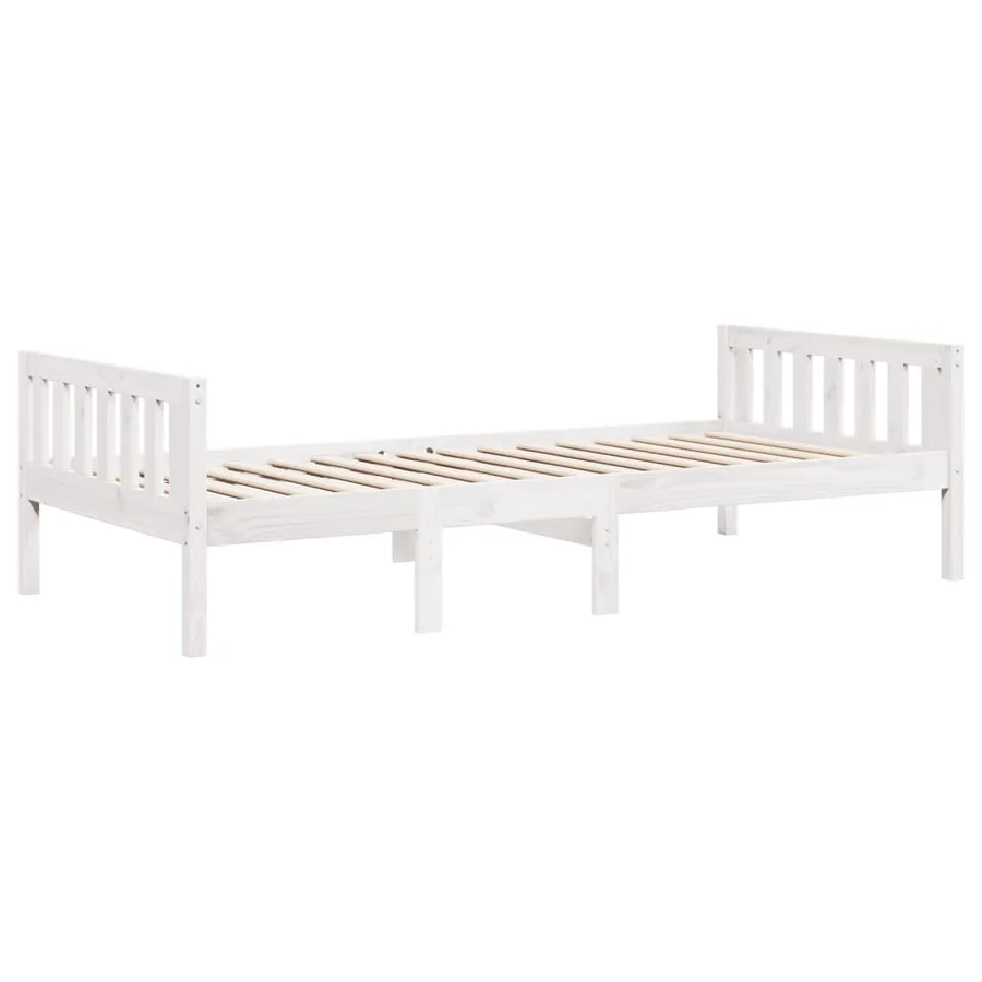 Lit pour enfants sans matelas blanc 75x190cm bois de pin massif - 3