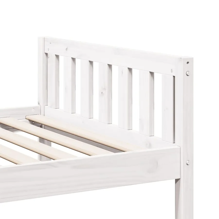 Lit pour enfants sans matelas blanc 75x190cm bois de pin massif - 8