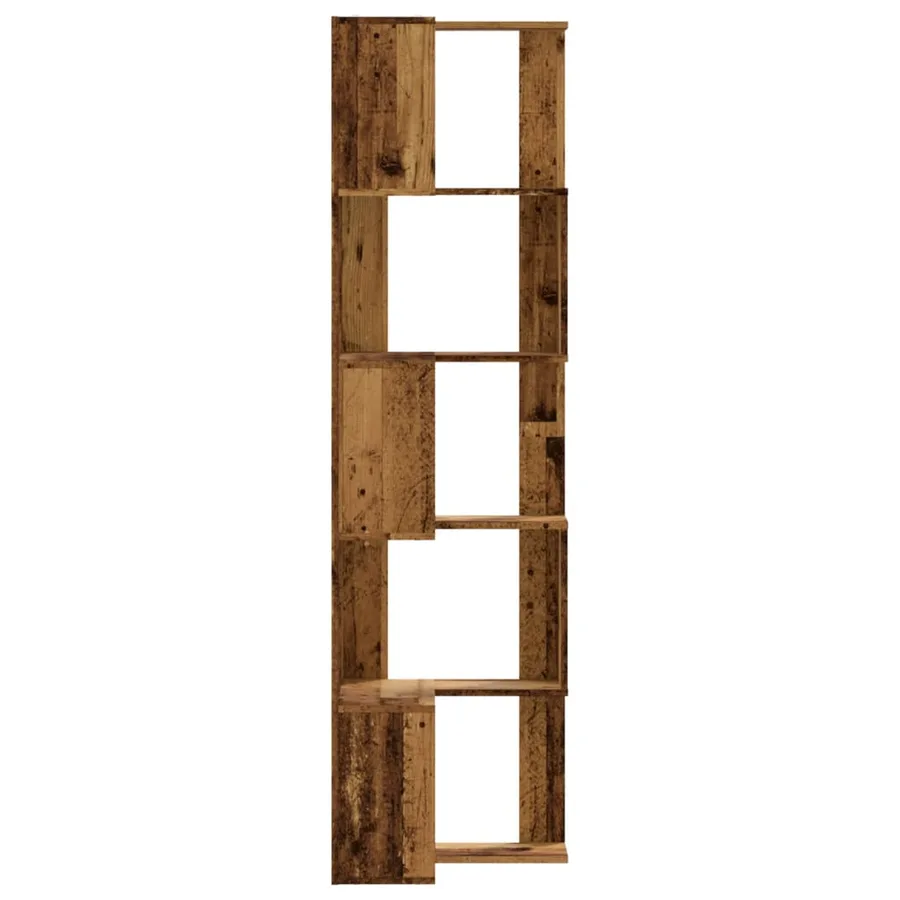 Bibliothèque d'angle à 5 niveaux vieux bois bois d'ingénierie - 5