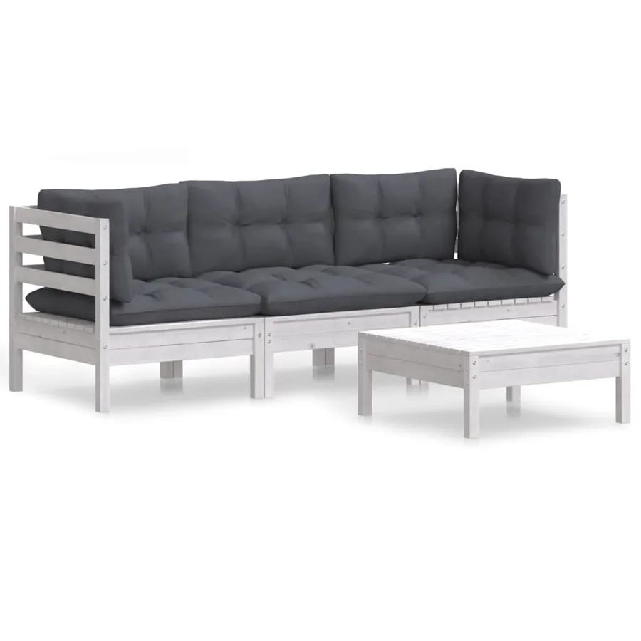 Salon de jardin 4 pcs avec coussins anthracite Bois de pin - 2