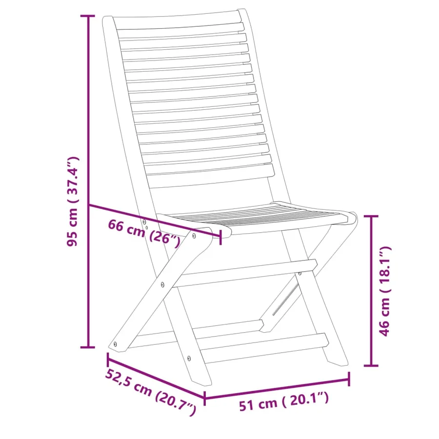 Chaises pliantes de jardin lot de 2 bois d'acacia solide - 10