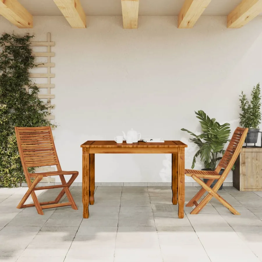 Chaises pliantes de jardin lot de 2 bois d'acacia solide - 3