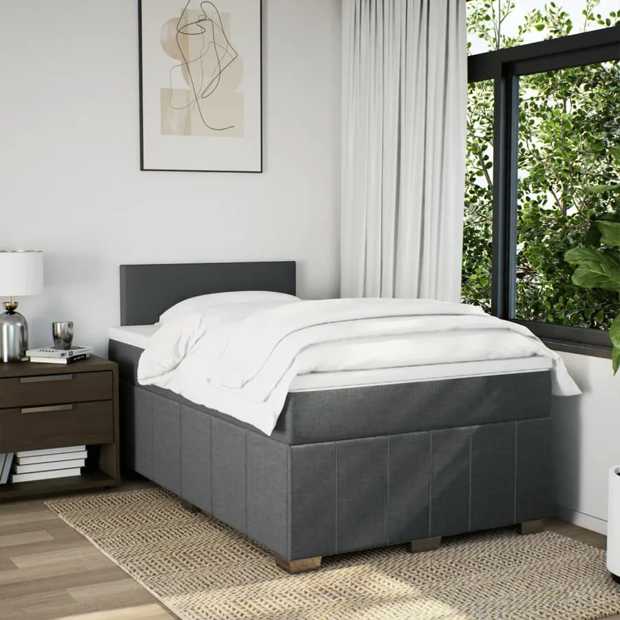 Sommier à lattes de lit avec matelas Gris foncé 120x200cm Tissu - 4