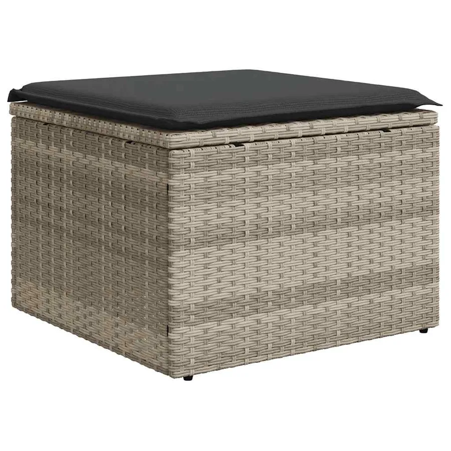 Salon de jardin 8 pcs avec coussins gris clair résine tressée - 6