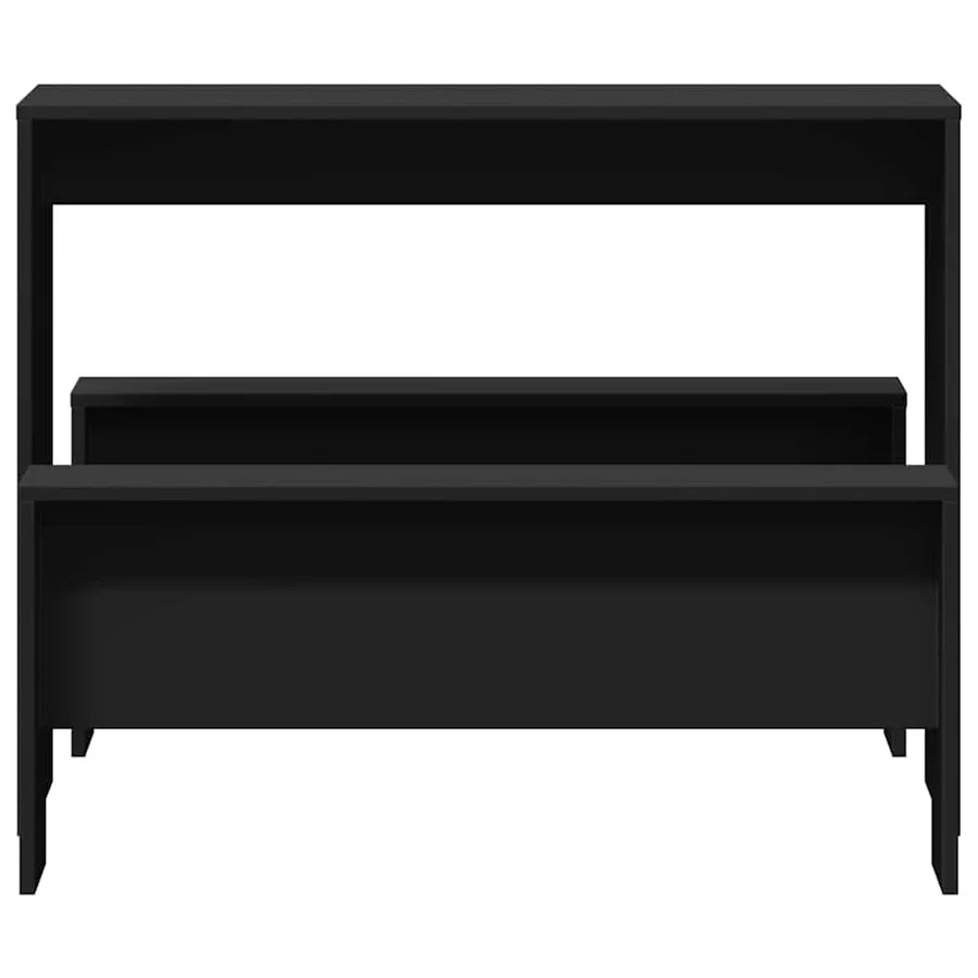 Ensemble table à manger et bancs 3 pcs noir bois d'ingénierie - 4