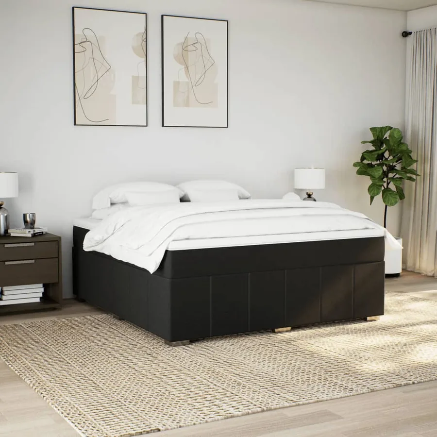 Sommier à lattes de lit avec matelas Noir 180x200 cm Tissu - 3