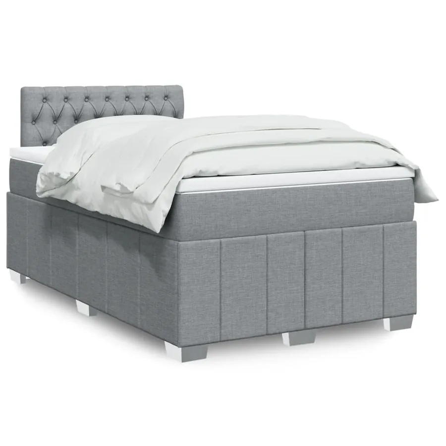 Sommier à lattes de lit avec matelas Gris clair 120x200cm Tissu