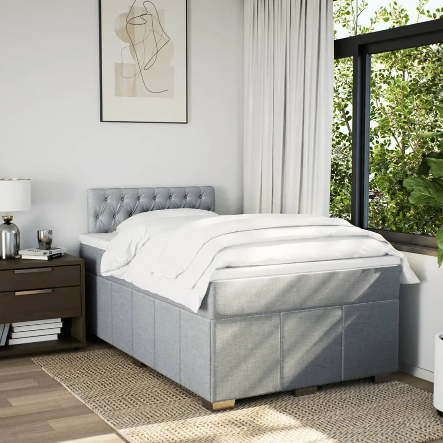 Sommier à lattes de lit avec matelas Gris clair 120x200cm Tissu - 3
