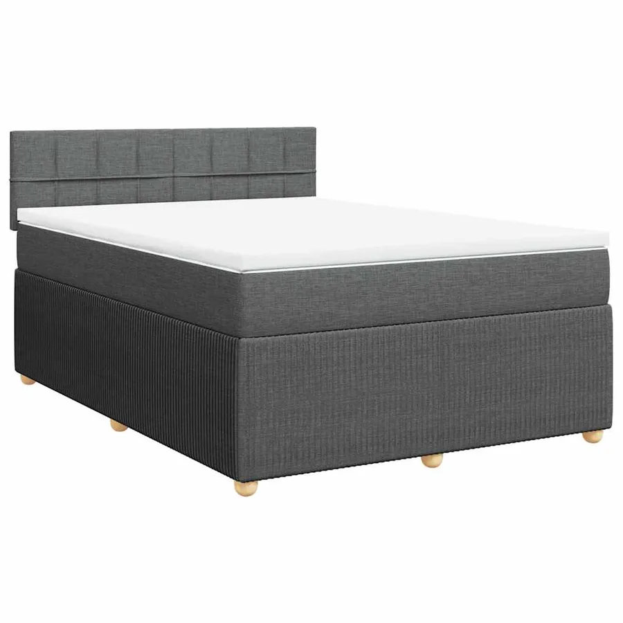 Sommier à lattes de lit avec matelas Gris foncé 140x200cm Tissu - 2