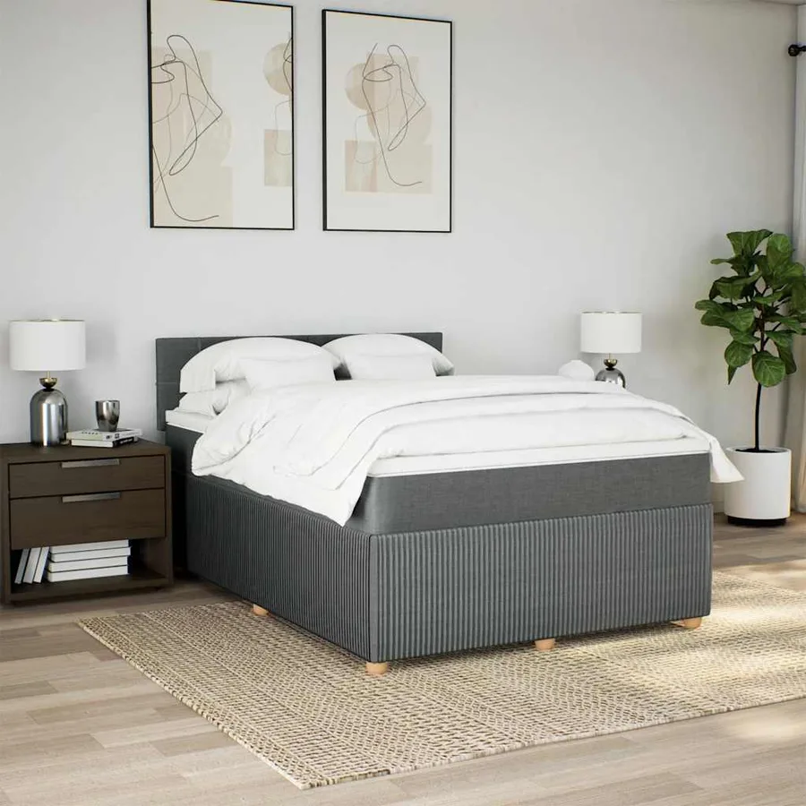Sommier à lattes de lit avec matelas Gris foncé 140x200cm Tissu - 3