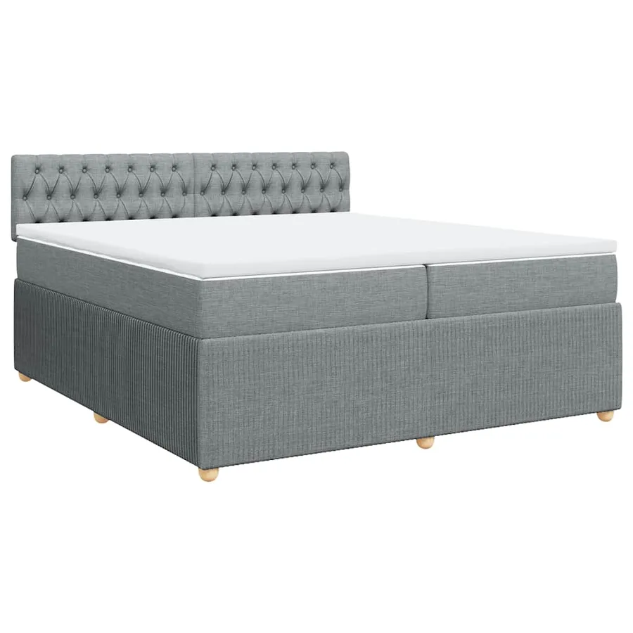 Sommier à lattes de lit avec matelas Gris clair 200x200cm Tissu - 2