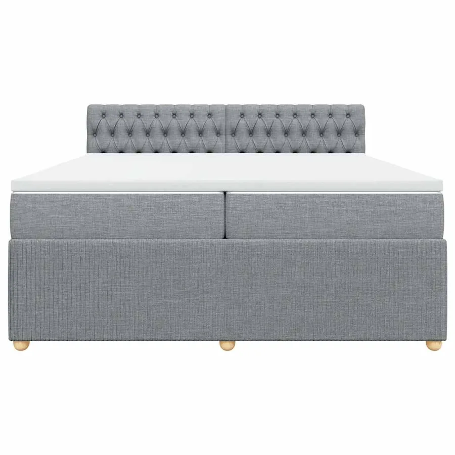 Sommier à lattes de lit avec matelas Gris clair 200x200cm Tissu - 4